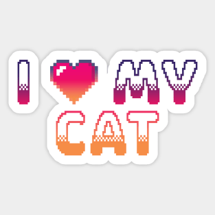 I Heart My Cat Classic Video Game Graphic Vibrant Gradient Sticker